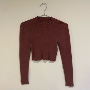Brown knitted cropped turtleneck by L.A. Hearts